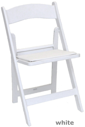 white folding wedding chair front