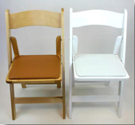 wood folding wedding chair, natural & white