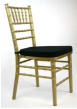 chiavari stacking chair, gold with cushion