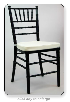 black chiavari chair with ivory cushion